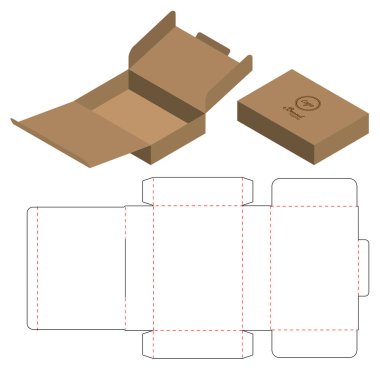 Box packaging die cut template design. 3d mock-up clipart