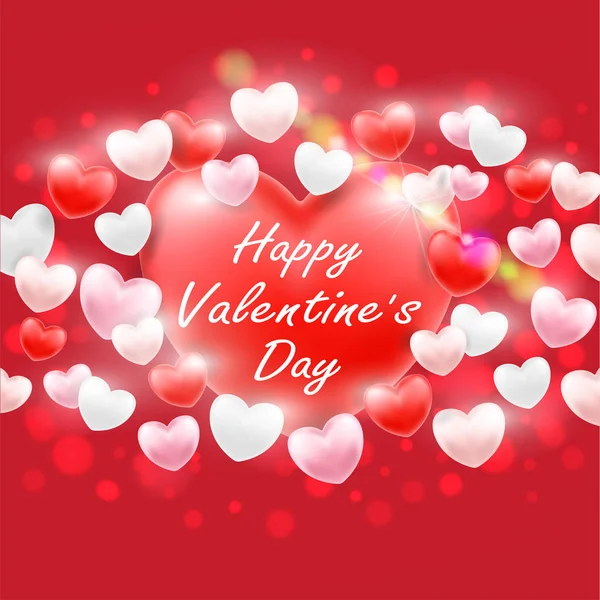 Šťastný Valentýna Růžové Červené Bílé Srdce — Stockový vektor