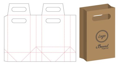 kağıt çanta ambalaj oymalı ve 3d çanta mockup