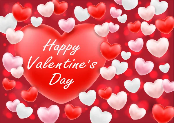 mutlu Sevgililer günü pembe kırmızı beyaz kalp ile