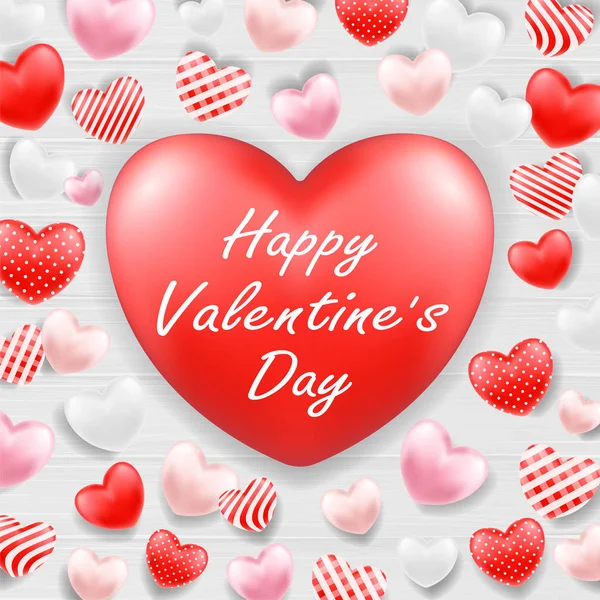Boldog Valentin Nap Rózsaszín Piros Fehér Szív — Stock Vector