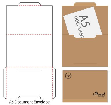 Zarf die up template vektör çizim sahte kesti.