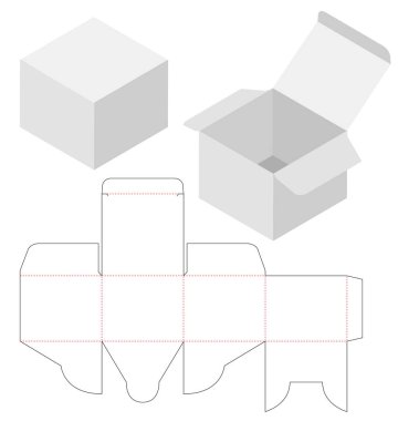 Kutu ambalajı ölü şablon tasarımı. 3d maketi
