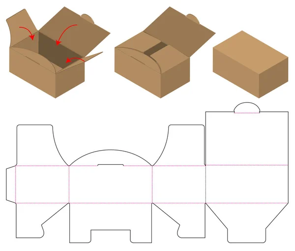 Caja Embalaje Morir Corte Plantilla Diseño Maqueta — Vector de stock