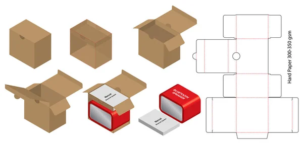 Caja Embalaje Morir Corte Plantilla Diseño Maqueta — Vector de stock