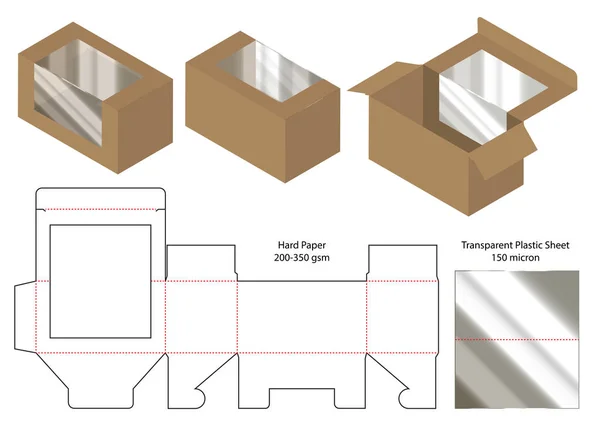 Caja Embalaje Morir Corte Plantilla Diseño Maqueta — Vector de stock