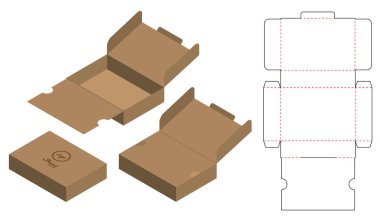 Kutu ambalajı ölü şablon tasarımı. 3d maketi