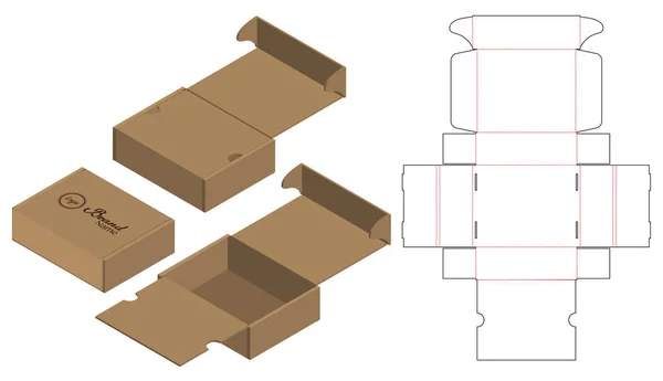 Caja Embalaje Morir Corte Plantilla Diseño Maqueta — Vector de stock