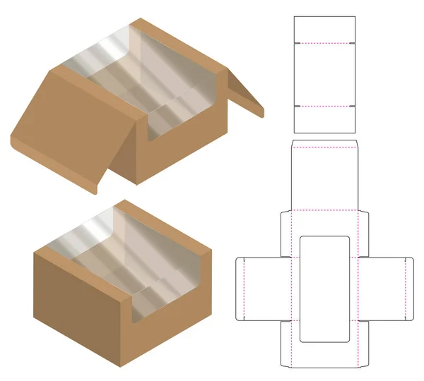 Caja Embalaje Morir Corte Plantilla Diseño Maqueta — Vector de stock