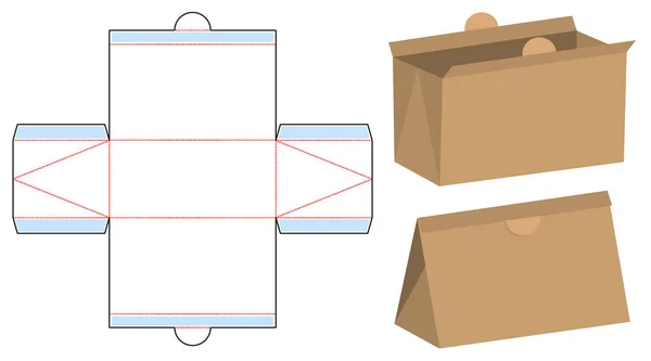 ボックス包装ダイカットテンプレートデザイン 3Dモックアップ — ストックベクタ