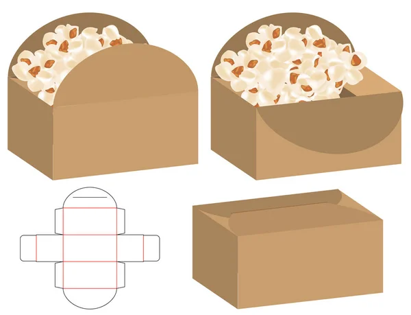 Caja Embalaje Morir Corte Plantilla Diseño Maqueta — Vector de stock