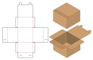 Kutu ambalajı ölü şablon tasarımı. 3d maketi