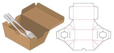 Box packaging die cut template design. 3d mock-up clipart