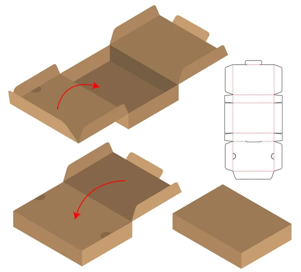 Caja Embalaje Morir Corte Plantilla Diseño Maqueta — Archivo Imágenes Vectoriales