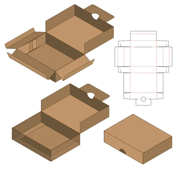 Box Csomagolás Meghalni Vágott Sablon Kialakítása Modell — Stock Vector