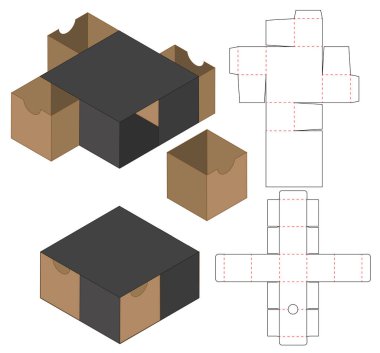 Kutu ambalajı ölü şablon tasarımı. 3d maketi