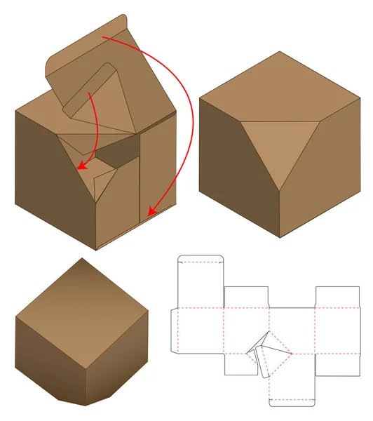 Caja Embalaje Morir Corte Plantilla Diseño Maqueta — Archivo Imágenes Vectoriales