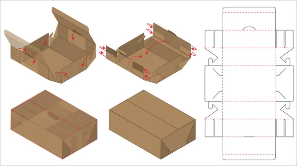 箱体包装模切模板设计 3D模拟模型 — 图库矢量图片