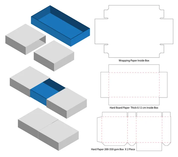 Caja Embalaje Morir Corte Plantilla Diseño Maqueta — Vector de stock