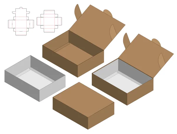 Caja Embalaje Morir Corte Plantilla Diseño Maqueta — Vector de stock