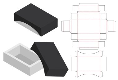 Kutu ambalajı ölü şablon tasarımı. 3d maketi