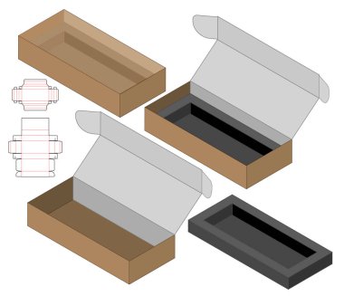 Kutu ambalajı ölü şablon tasarımı. 3d maketi
