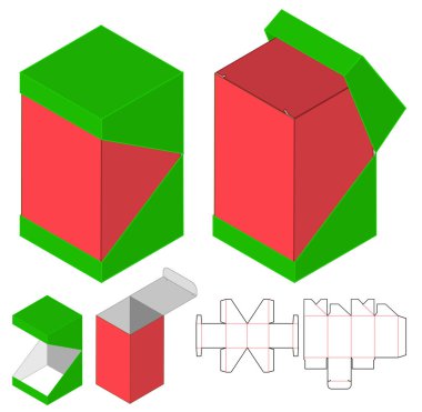 Kutu ambalajı ölü şablon tasarımı. 3d maketi