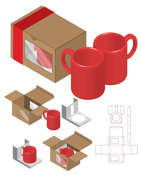 Caja Embalaje Morir Corte Plantilla Diseño Maqueta — Vector de stock