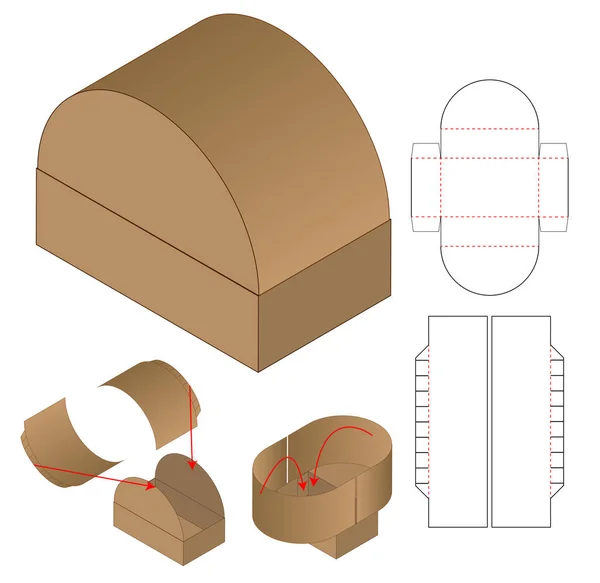 Caja Embalaje Morir Corte Plantilla Diseño Maqueta — Archivo Imágenes Vectoriales