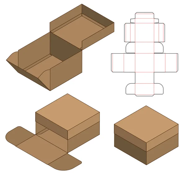 Caja Embalaje Morir Corte Plantilla Diseño Maqueta — Archivo Imágenes Vectoriales