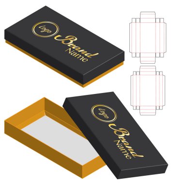 Kutu ambalajı ölü şablon tasarımı. 3d maketi