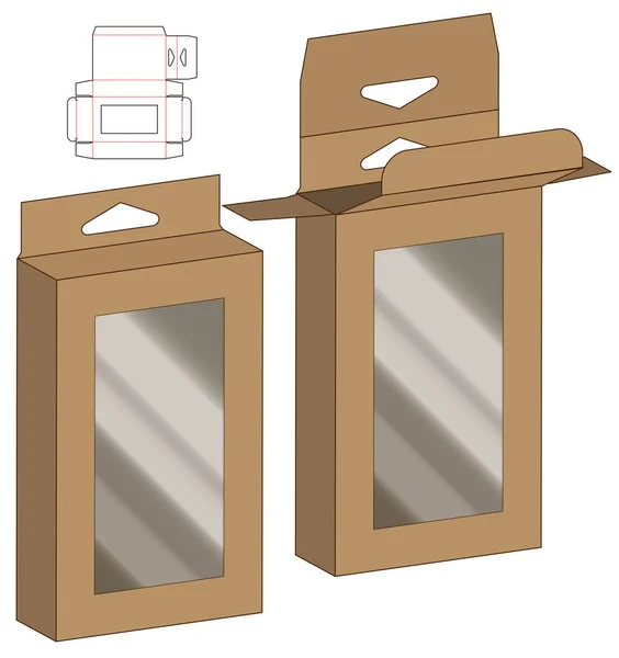 箱体包装模切模板设计 3D模拟模型 — 图库矢量图片