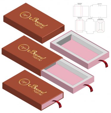 Kutu ambalajı ölü şablon tasarımı. 3d maketi