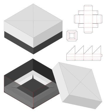 Kutu ambalajı ölü şablon tasarımı. 3d maketi
