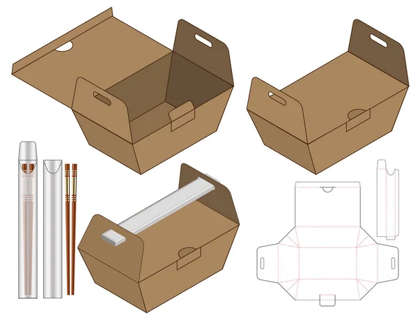 箱体包装模切模板设计 3D模拟模型 — 图库矢量图片