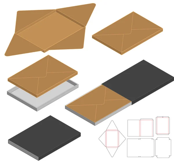 Caja Embalaje Morir Corte Plantilla Diseño Maqueta — Archivo Imágenes Vectoriales