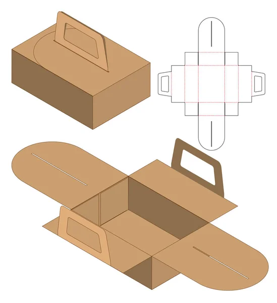 Caja Embalaje Morir Corte Plantilla Diseño Maqueta — Vector de stock