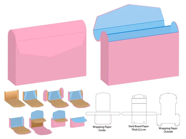 Коробка Упаковки Штамп Шаблон Дизайн Трехмерный Макет — стоковый вектор
