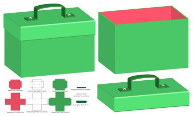 Kutu ambalajı ölü şablon tasarımı. 3d maketi