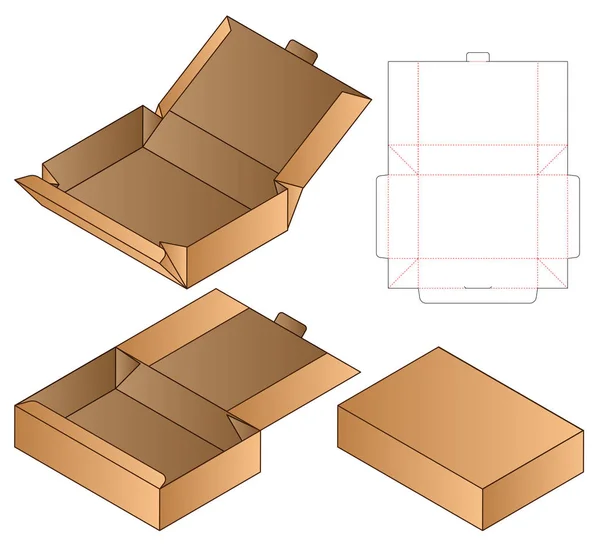 Caja Embalaje Morir Corte Plantilla Diseño Maqueta — Archivo Imágenes Vectoriales