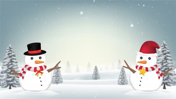 Campo Neve Natale Con Sfondo Albero — Video Stock