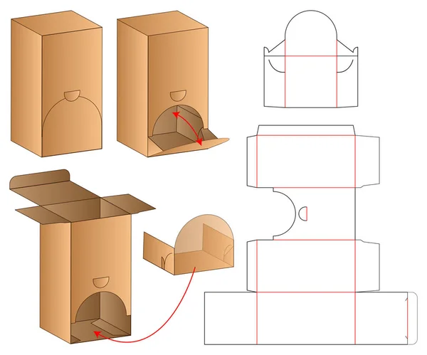 Caja Embalaje Morir Corte Plantilla Diseño Maqueta — Vector de stock