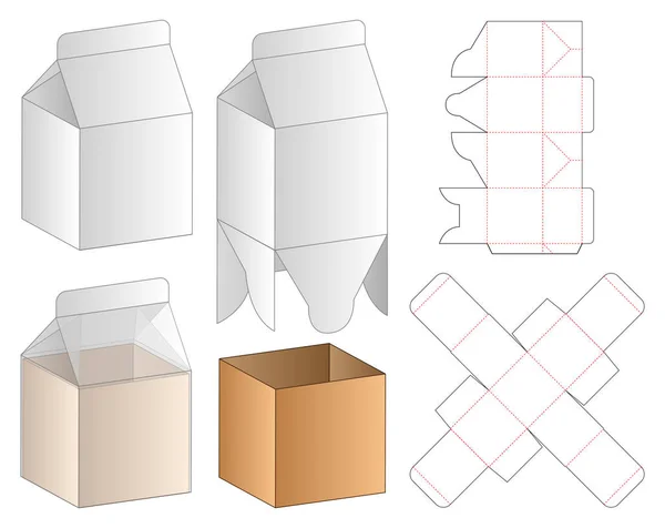 Caja Embalaje Morir Corte Plantilla Diseño Maqueta — Vector de stock