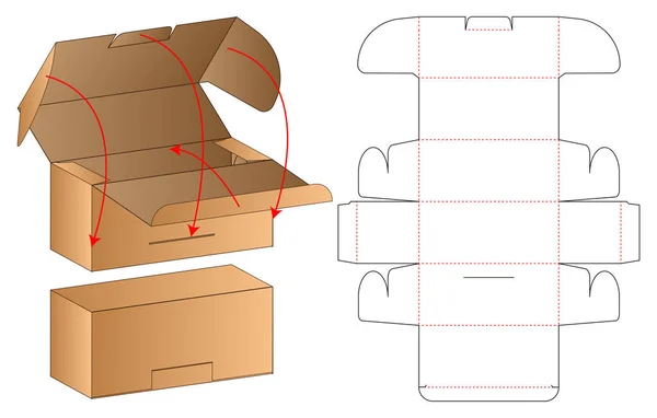 Scatola Imballaggio Die Design Modello Tagliato Modello — Vettoriale Stock