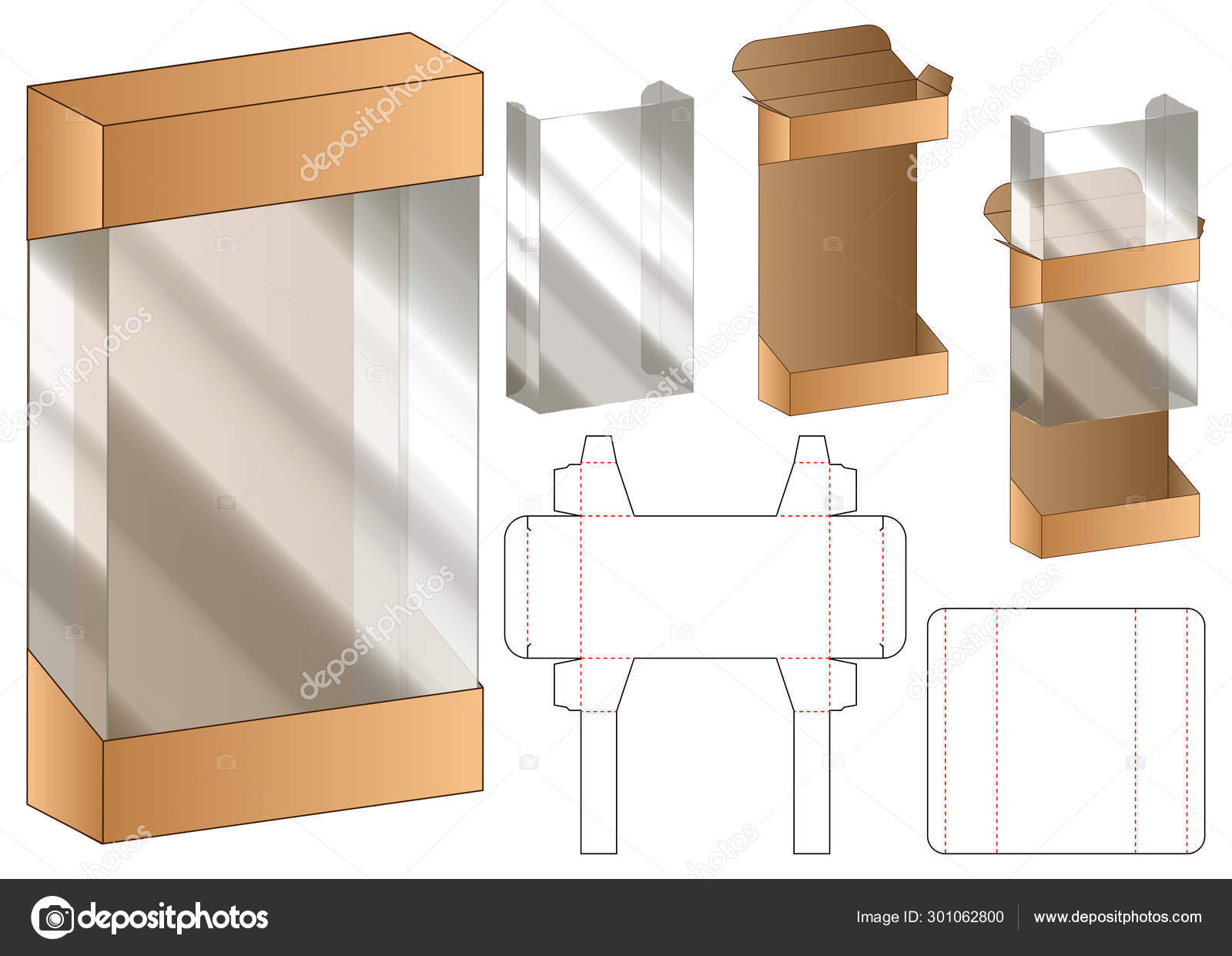 Download Plastic Window Box Packaging Die Cut Template Design Mock Vector Image By C Siiixth Vector Stock 301062800