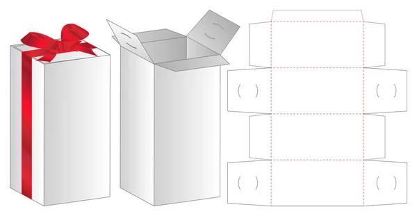 Gift Box Verpakking Sterven Gesneden Sjabloonontwerp Mock — Stockvector