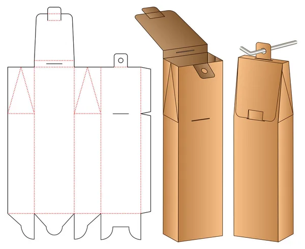 Caja Colgante Embalaje Troquelado Plantilla Diseño Maqueta — Archivo Imágenes Vectoriales