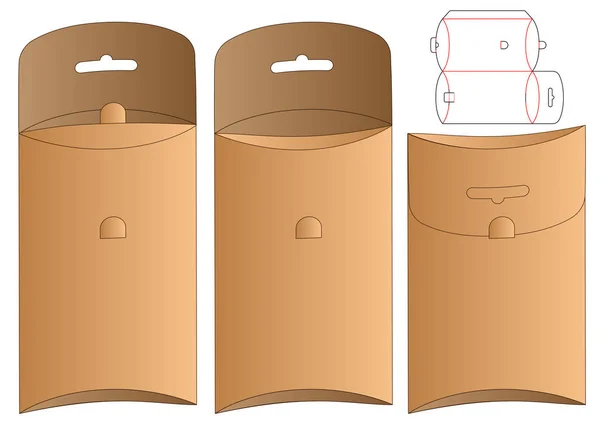 Caja Colgante Embalaje Troquelado Plantilla Diseño Maqueta — Vector de stock