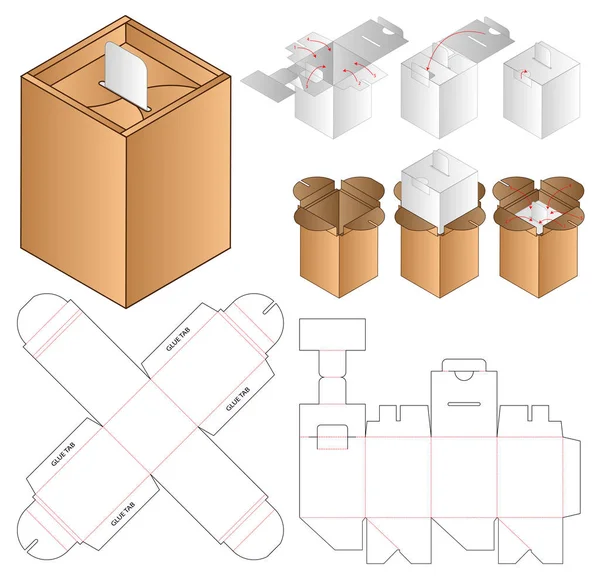 Box Csomagolás Meghalni Vágott Sablon Kialakítása Modell — Stock Vector