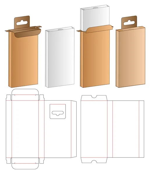 Caja Embalaje Morir Corte Plantilla Diseño Maqueta — Vector de stock